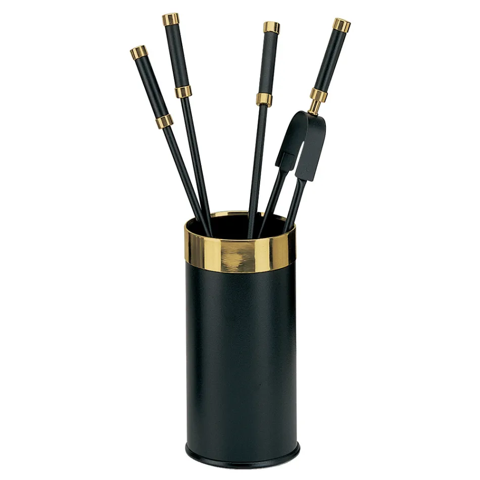 Uchwyt na narzędzia z 4 akcesoriami kominkowymi w zestawie Made in Italy - Snake Viadurini