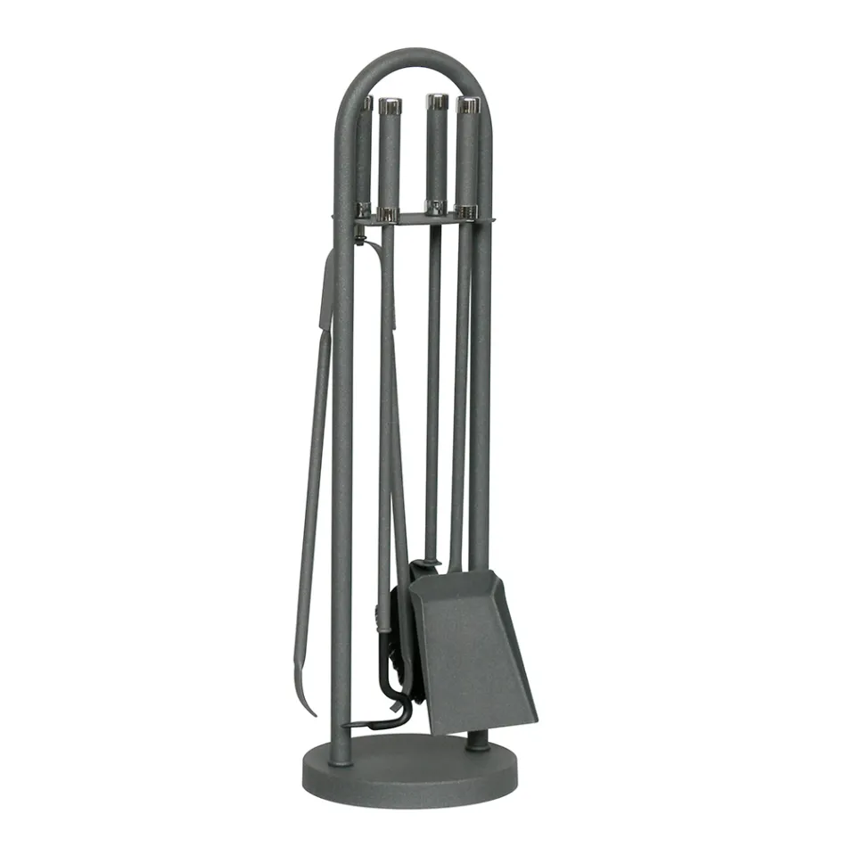 Uchwyt na narzędzia z 4 narzędziami kominkowymi Made in Italy - Licaone Viadurini