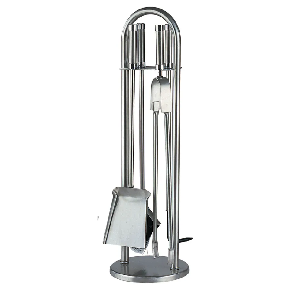 Uchwyt na narzędzia z 4 narzędziami kominkowymi Made in Italy - Licaone Viadurini