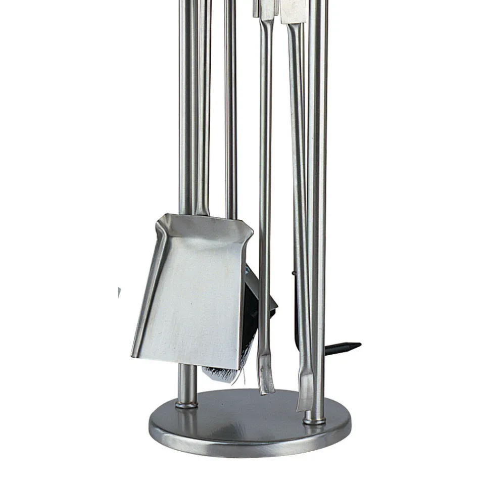 Uchwyt na narzędzia z 4 narzędziami kominkowymi Made in Italy - Licaone Viadurini