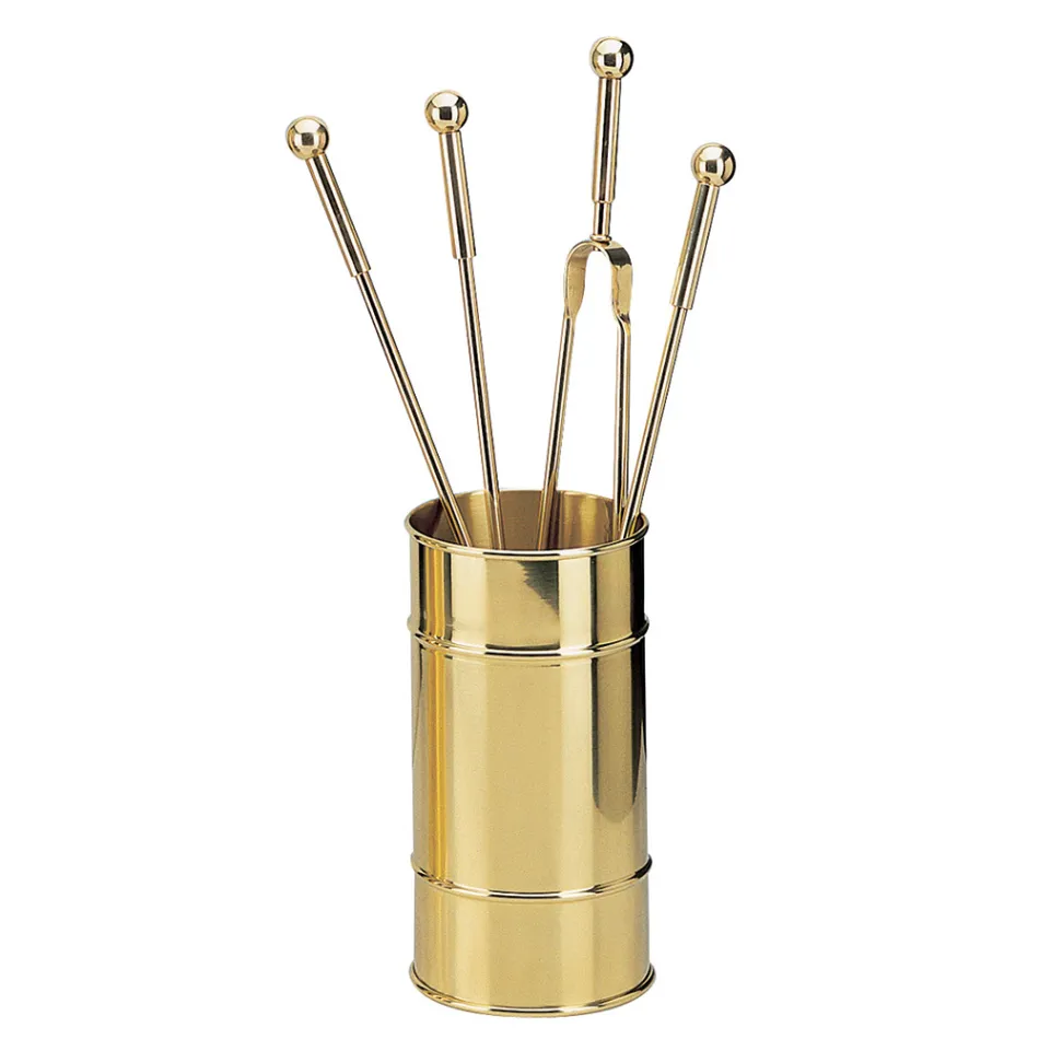 Mosiężny uchwyt na narzędzia kominkowe 4 sztuki Made in Italy - Żyrafa Viadurini