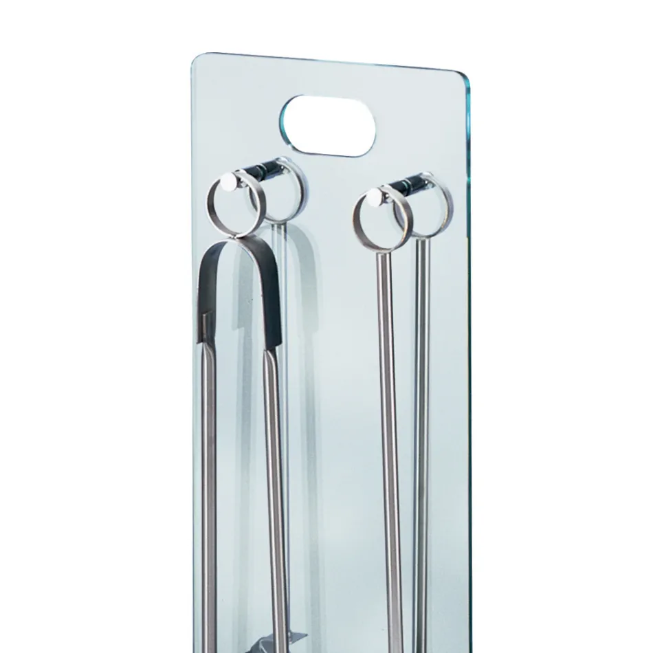 Uchwyt narzędziowy z hartowanego kryształu z 4 akcesoriami Made in Italy - Zebra Viadurini