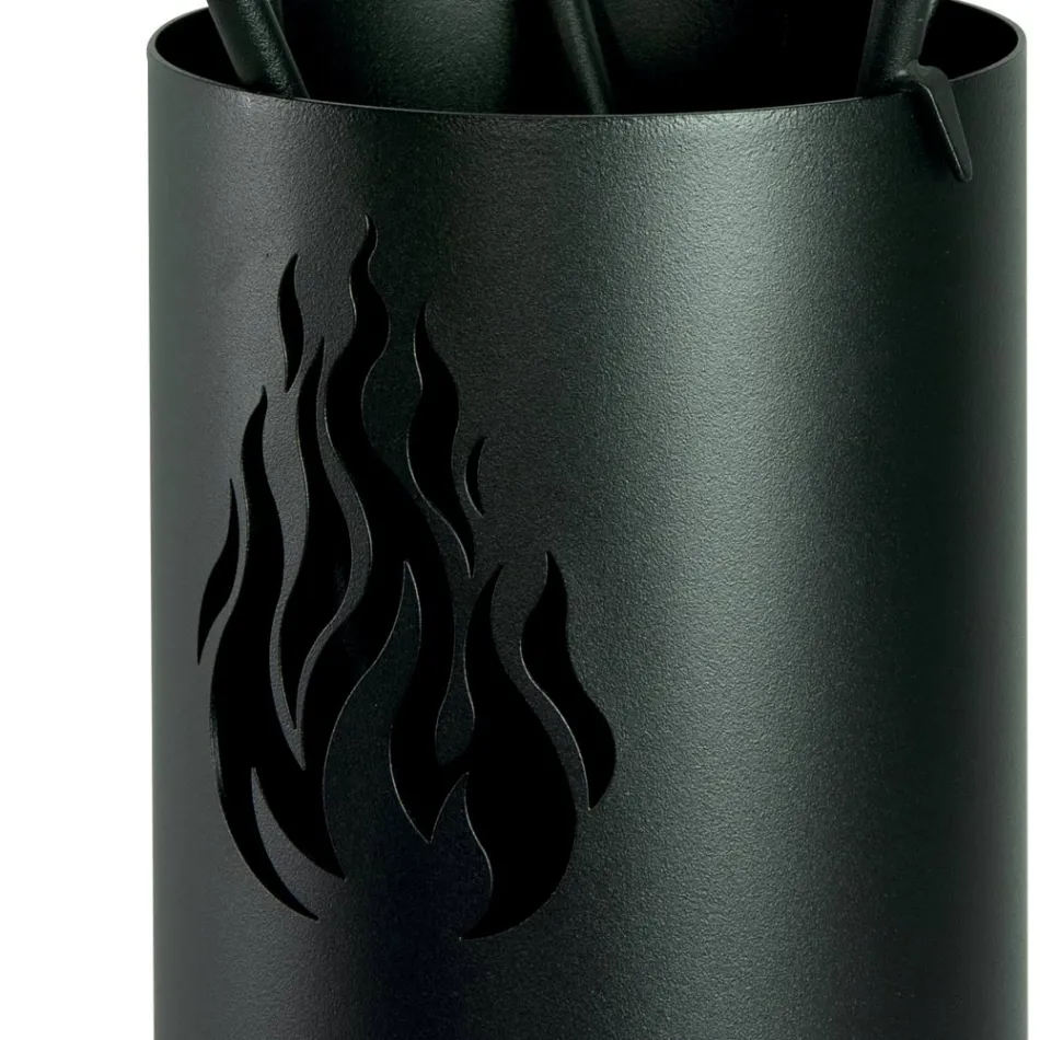 Metalowy uchwyt na narzędzia z 4 akcesoriami i płomieniem Made in Italy - Fakir Viadurini