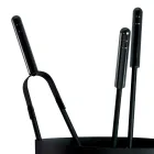 Metalowy uchwyt na narzędzia kominkowe z 4 akcesoriami Made in Italy - Canarino Viadurini