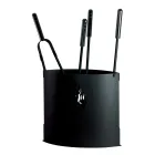 Metalowy uchwyt na narzędzia kominkowe z 4 akcesoriami Made in Italy - Canarino Viadurini