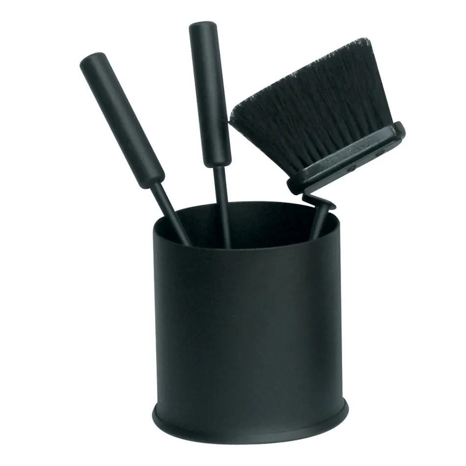 Okrągły uchwyt na narzędzia z 3 narzędziami kominkowymi Made in Italy - Imbir Viadurini