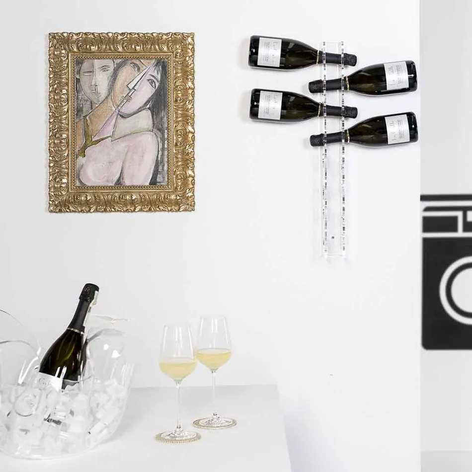 Porta małe przezroczyste butelki na ścianę dla dzieci L6xH60xP11cm Viadurini