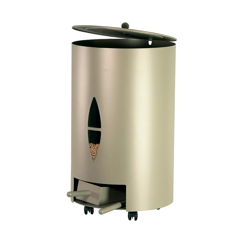 Uchwyt na pellet z pokrywką, miotłą i łopatą Made in Italy - Cacatua Viadurini