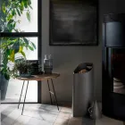 Uchwyt na pellet z wewnętrznym siedziskiem w czarnej skórze o wzorze Sapir Viadurini