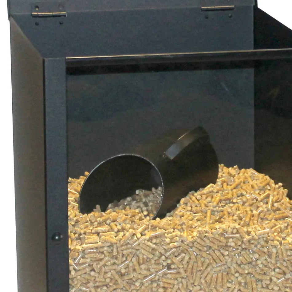 Uchwyt na pellet ze stali malowanej na czarno z pleksiglasem Made in Italy - Pellicano Viadurini