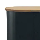 Metalowy uchwyt na pellet z kółkami i drewnianą pokrywką Made in Italy - Bisonte Viadurini