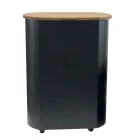 Metalowy uchwyt na pellet z kółkami i drewnianą pokrywką Made in Italy - Bisonte Viadurini