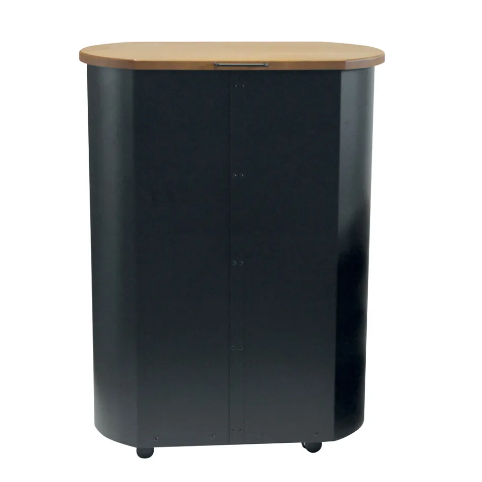 Metalowy uchwyt na pellet z kółkami i drewnianą pokrywką Made in Italy - Bisonte Viadurini