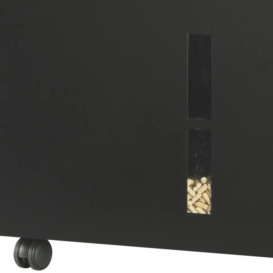 Metalowy uchwyt na pellet z kółkami i pokrywką Made in Italy - Gazza Viadurini