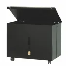 Metalowy uchwyt na pellet z kółkami i pokrywką Made in Italy - Gazza Viadurini