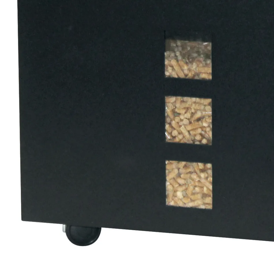 Kwadratowy uchwyt na pellet ze stali malowanej na czarno i kółka Made in Italy - Parrot Viadurini