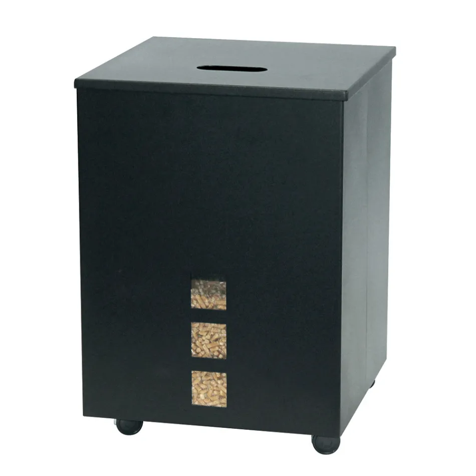 Kwadratowy uchwyt na pellet ze stali malowanej na czarno i kółka Made in Italy - Parrot Viadurini