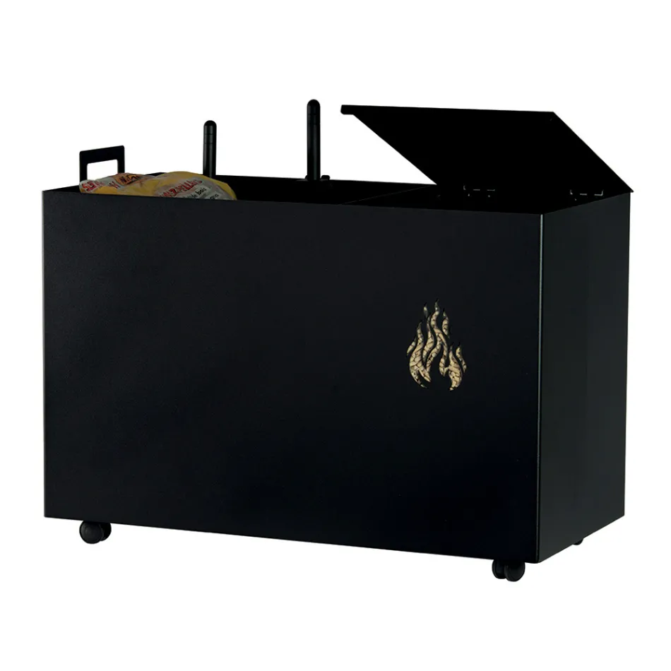 Prostokątny metalowy uchwyt na pellet z 4 kółkami Made in Italy - Aquila Viadurini