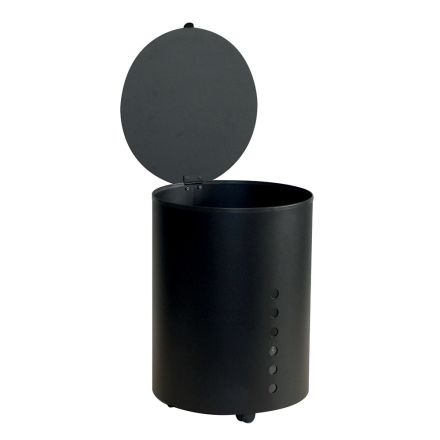 Okrągły uchwyt na pellet ze stali malowanej na czarno i kółka Made in Italy - Airone Viadurini