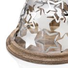 Dzwonek do ciasta z drewna i szkła ze srebrnymi metalowymi gwiazdkami - Ilenia Viadurini