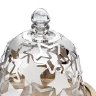 Dzwonek do ciasta z drewna i szkła ze srebrnymi metalowymi gwiazdkami - Ilenia Viadurini