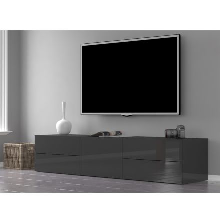 Szafka pod telewizor Salon Białe drewno lub błyszczący antracyt Design 2 rozmiary - Yolanda Viadurini