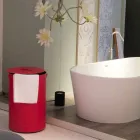 Cylindryczny kosz na bieliznę z regenerowanej skóry ręcznie robionej Roby Viadurini