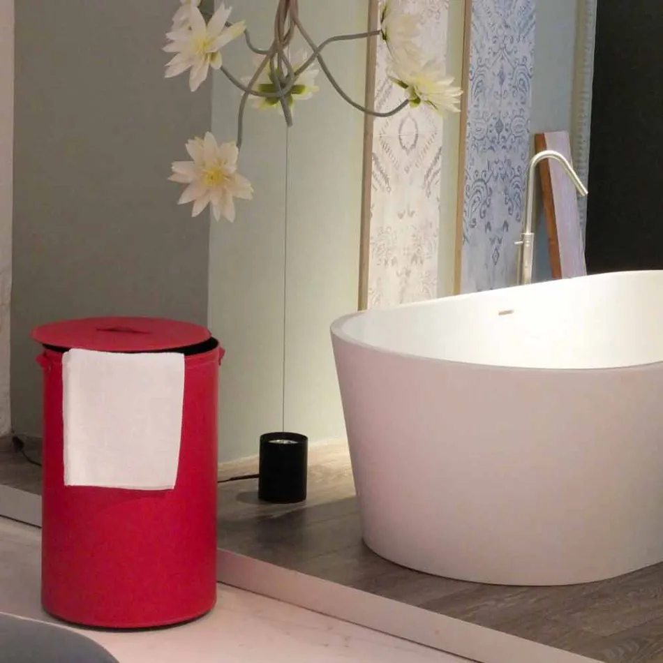 Cylindryczny kosz na bieliznę z regenerowanej skóry ręcznie robionej Roby Viadurini