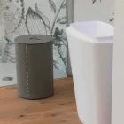 Cylindryczny kosz na bieliznę z regenerowanej skóry ręcznie robionej Roby Viadurini
