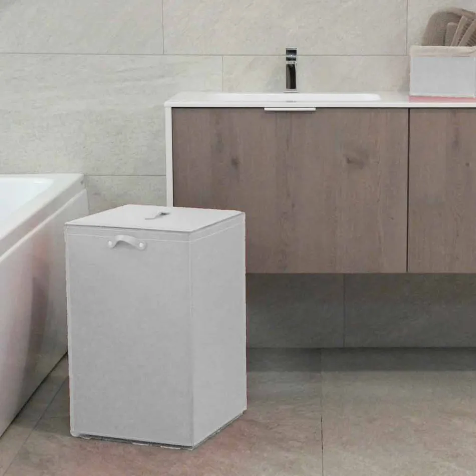 Skórzany kosz na bieliznę z kwadratową podstawą David, wykonany we Włoszech Viadurini