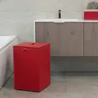 Skórzany kosz na bieliznę z kwadratową podstawą David, wykonany we Włoszech Viadurini