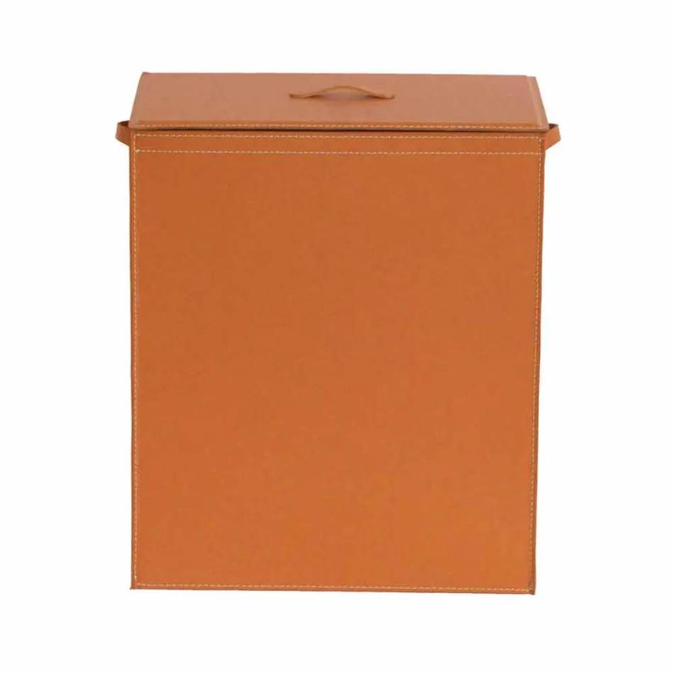 Skórzany kosz na bieliznę o prostokątnej podstawie wzorniczej Peter Viadurini