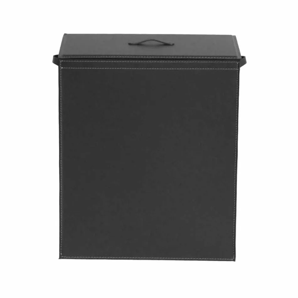 Skórzany kosz na bieliznę o prostokątnej podstawie wzorniczej Peter Viadurini