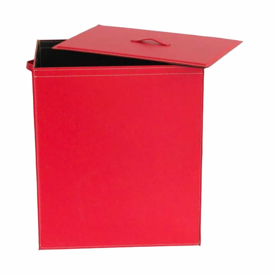 Skórzany kosz na bieliznę o prostokątnej podstawie wzorniczej Peter Viadurini