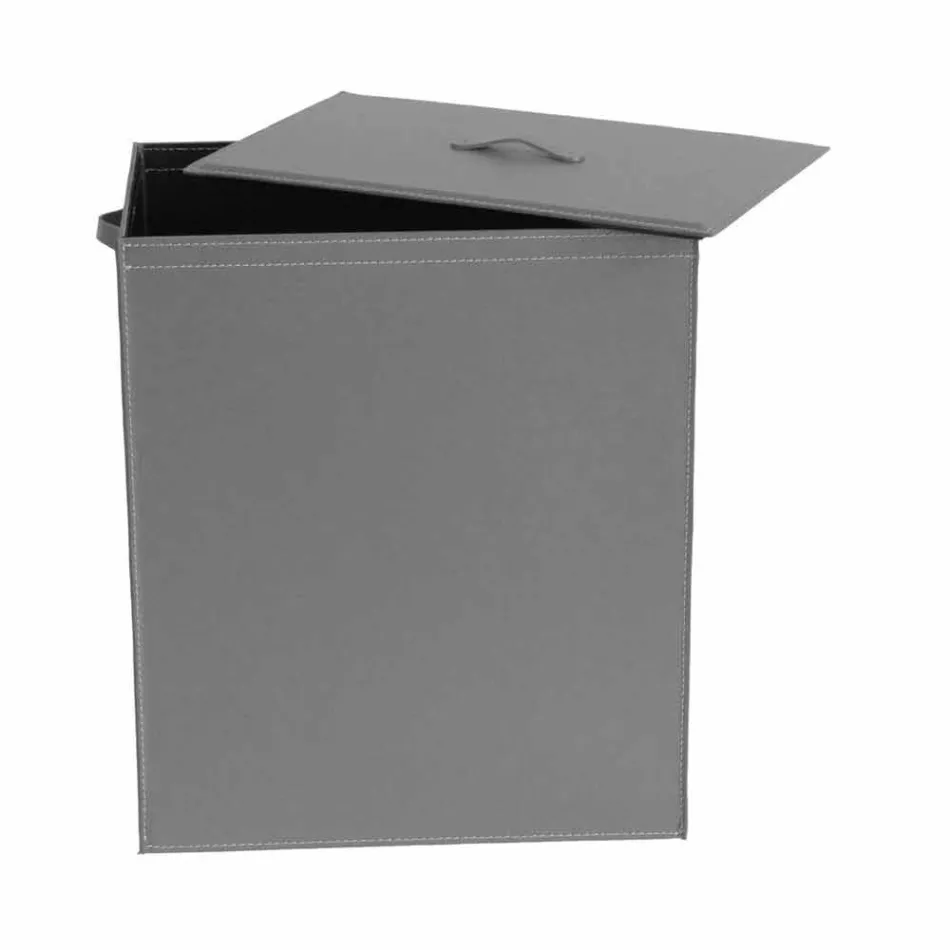 Skórzany kosz na bieliznę o prostokątnej podstawie wzorniczej Peter Viadurini