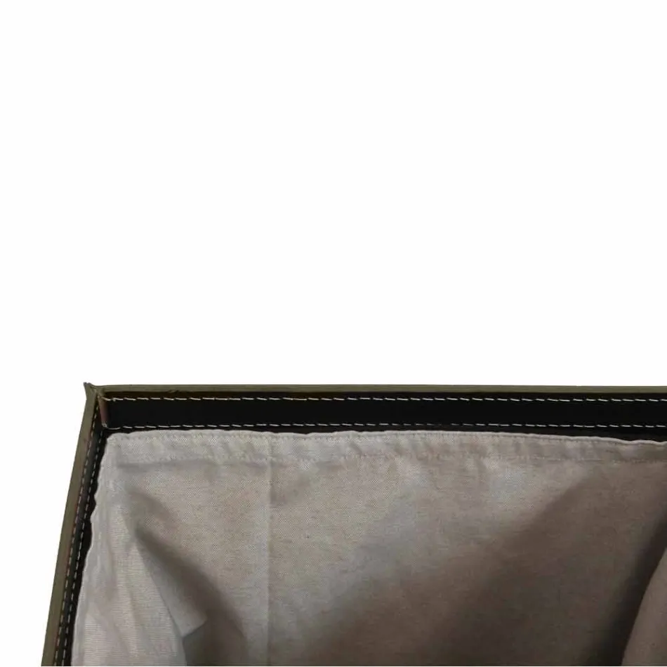 Skórzany kosz na bieliznę o prostokątnej podstawie wzorniczej Peter Viadurini