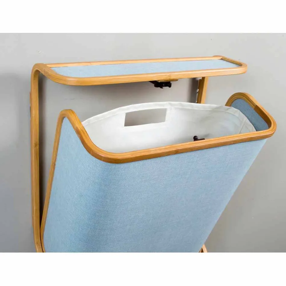 Montowany na ścianie nowoczesny kosz na bieliznę w marynarce Valenza i tkaninie bambusowej Viadurini