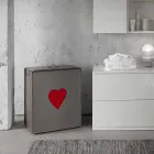 Współczesny skórzany kosz na bieliznę wykonany we Włoszech Adele, wkładka do serca Viadurini