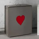 Współczesny skórzany kosz na bieliznę wykonany we Włoszech Adele, wkładka do serca Viadurini