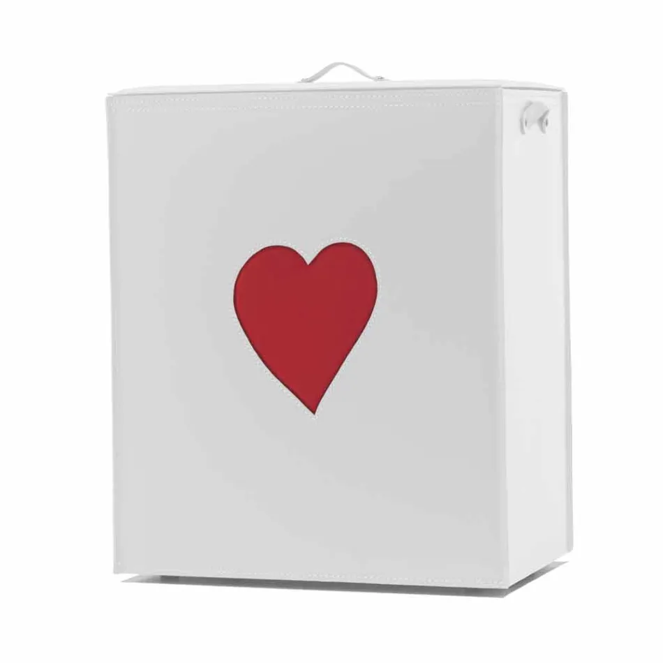 Współczesny skórzany kosz na bieliznę wykonany we Włoszech Adele, wkładka do serca Viadurini