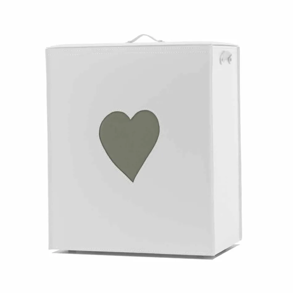 Współczesny skórzany kosz na bieliznę wykonany we Włoszech Adele, wkładka do serca Viadurini