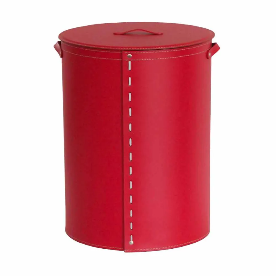 Owalny kosz na bieliznę ze skóry regenerowanej Riky wyprodukowanej we Włoszech Viadurini