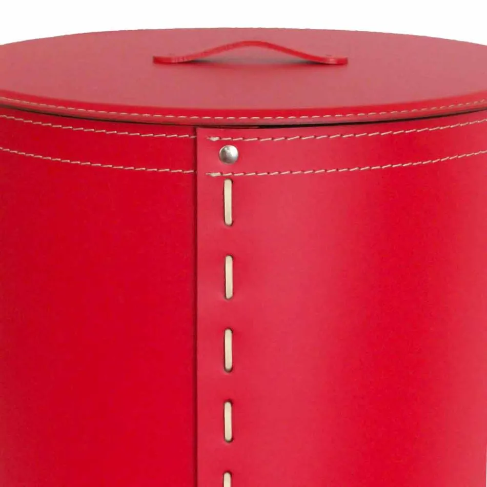 Owalny kosz na bieliznę ze skóry regenerowanej Riky wyprodukowanej we Włoszech Viadurini