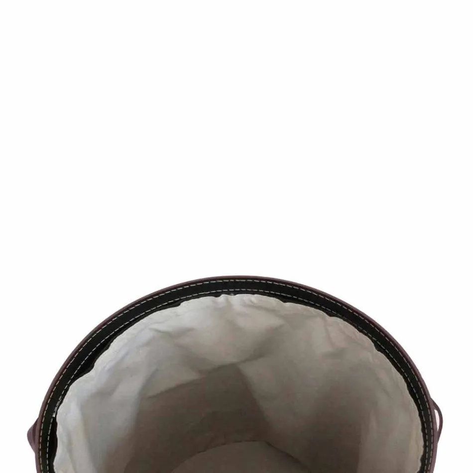 Owalny kosz na bieliznę ze skóry regenerowanej Riky wyprodukowanej we Włoszech Viadurini