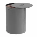 Owalny kosz na bieliznę ze skóry regenerowanej Riky wyprodukowanej we Włoszech Viadurini