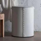Owalny kosz na bieliznę ze skóry regenerowanej Riky wyprodukowanej we Włoszech Viadurini