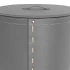 Owalny kosz na bieliznę ze skóry regenerowanej Riky wyprodukowanej we Włoszech Viadurini