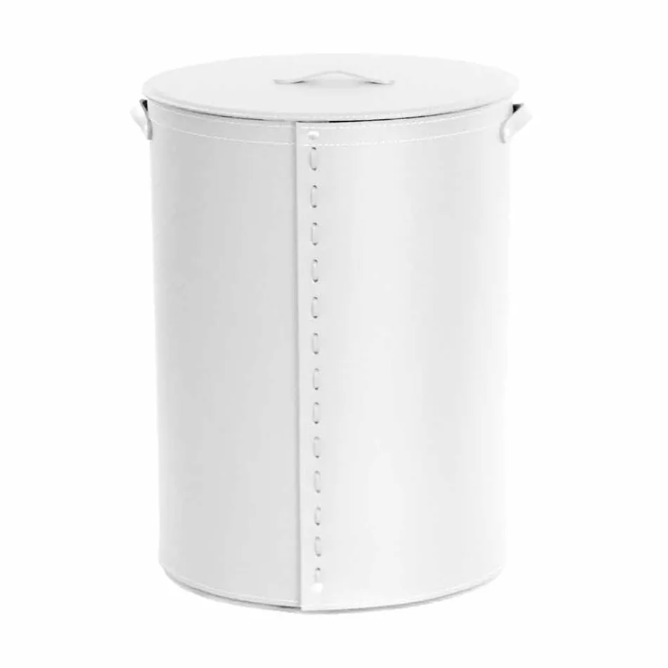 Owalny kosz na bieliznę ze skóry regenerowanej Riky wyprodukowanej we Włoszech Viadurini