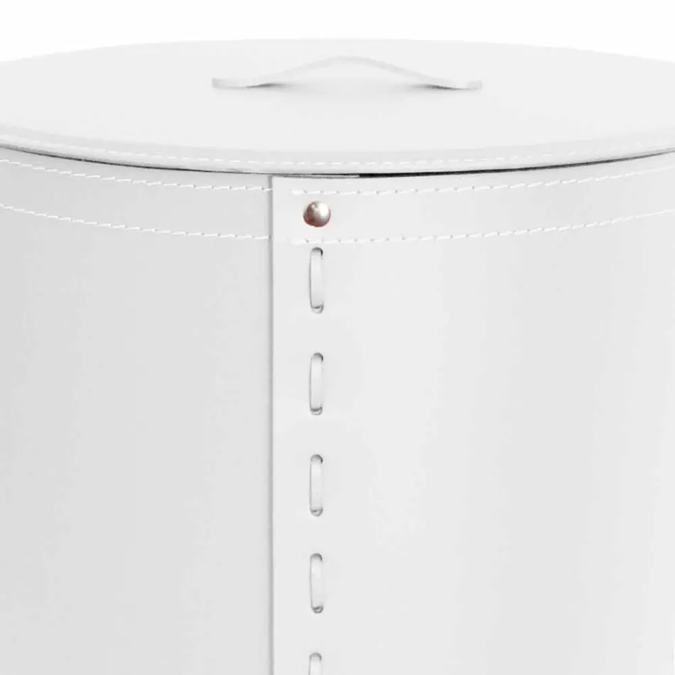 Owalny kosz na bieliznę ze skóry regenerowanej Riky wyprodukowanej we Włoszech Viadurini