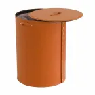 Owalny kosz na bieliznę ze skóry regenerowanej Riky wyprodukowanej we Włoszech Viadurini